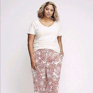 Lane Bryant Red Palm Linen Drawstring Pant